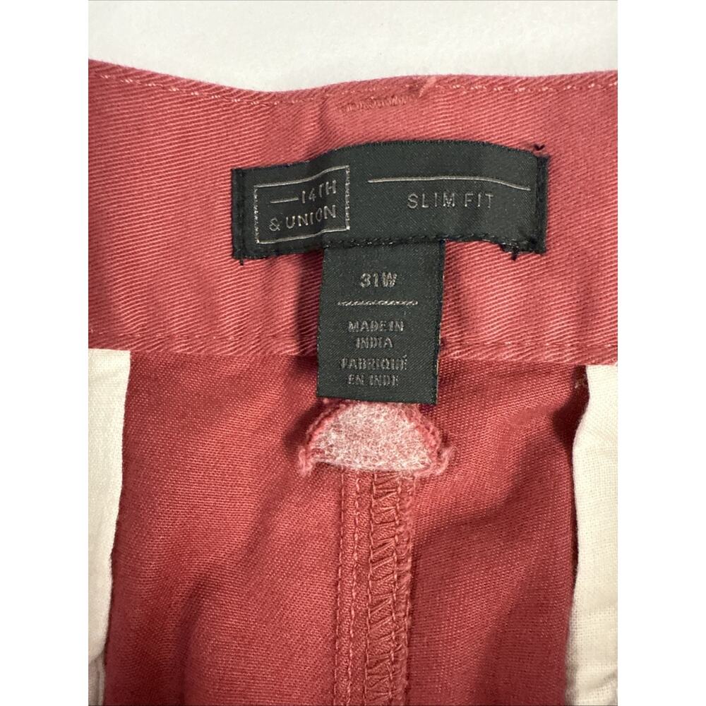 14th And Union Mens‎ Size 31 Khaki Red Earth Cotton Slim Fit Chino Shorts NWT - Picture 6 of 6